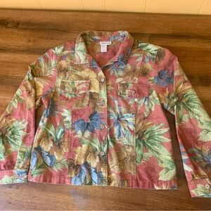 Coldwater Creek jacket women’s large multi fall color floral denim jacket